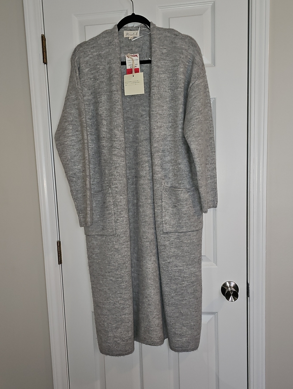 Marled Light Gray Long Open Cardigan